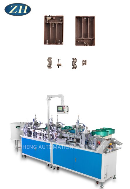 เครื่องประกอบกล่องแบตเตอรี่ให้อาหารอัตโนมัติสำหรับแบตเตอรี่สามก้อน